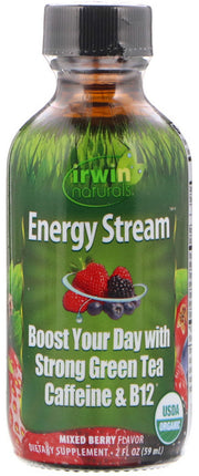 Energy Stream, Mixed Berry Flavor, 2 Fl Oz (59 mL) Liquid , Brand_Irwin Naturals Flavor_Mixed Berry Form_Liquid Size_2 Fl Oz
