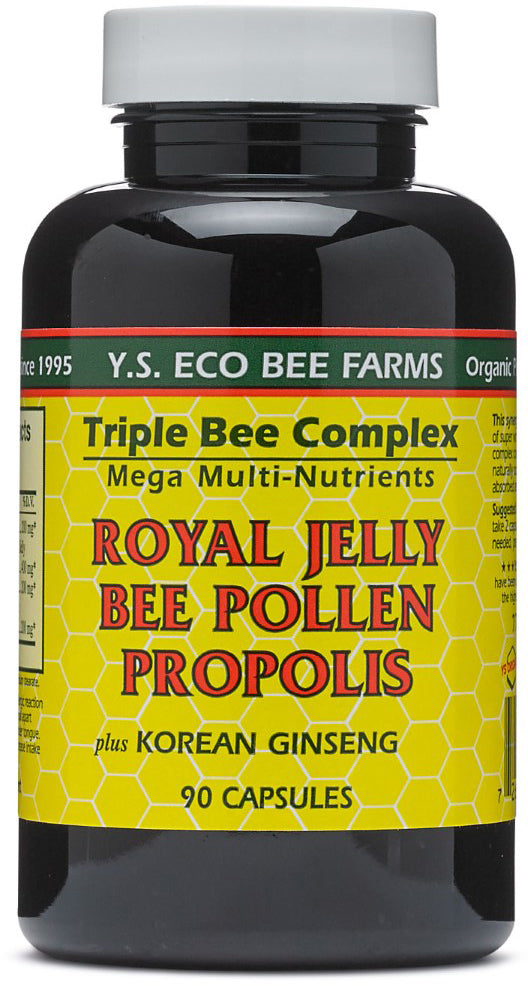 Royal Jelly Bee Pollen Propolis plus Korean Ginseng, 90 Capsules , Brand_Ys Oganic Bee Farm Form_Capsules Size_90 Caps