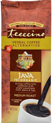 75% Organic Herbal Coffee Alternative Java Medium Roast, 11 Oz (312 g) Coffee , Brand_Teeccino Form_Coffee Size_11 Oz