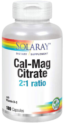 Cal-Mag Citrate 2:1 ratio with Vitamin D3, 1000 mg, 180 Capsules