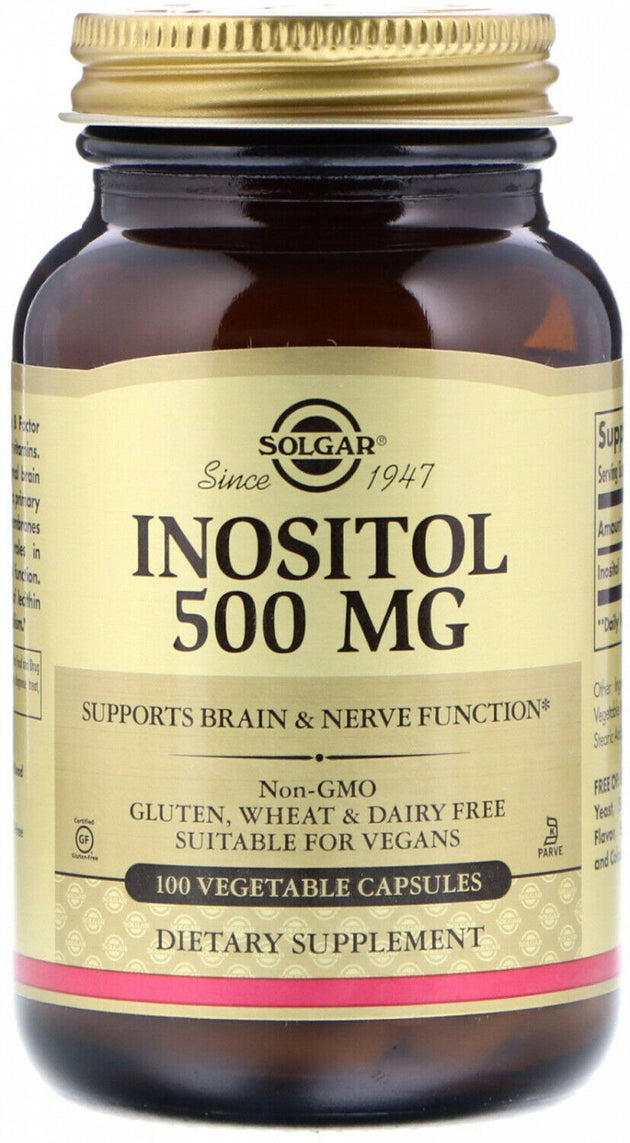 Inositol, 500 mg, 100 Vegetable Capsules , Brand_Solgar Form_Vegetable Capsules Potency_500 mg Size_100 Caps