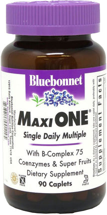 Maxi One Single Daily Multiple with B-Complex 75 Coenzymes & Super Fruits, 90 Caplets , Brand_Blue Bonnet Flavor_Unflavored Form_Caplets Size_90 Caps