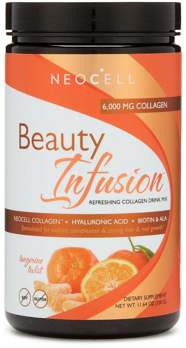 Beauty Infusion, 6000 mg of Collagen, Tangerine Flavor, 11.64 Oz (330 g) Powder , Brand_Neocell Flavor_Tangerine Form_Powder Potency_6000 mg Size_12 Oz