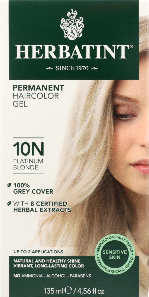 Permanent Herbal Hair Color Gel 9N Platinum Blonde, 4.56 Fl Oz (135 mL) Gel , Brand_Herbatint Form_Gel Size_4 Fl Oz