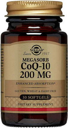 Megasorb CoQ-10, 200 mg, 30 Softgels , Brand_Solgar Form_Softgels Potency_200 mg Size_30 Softgels