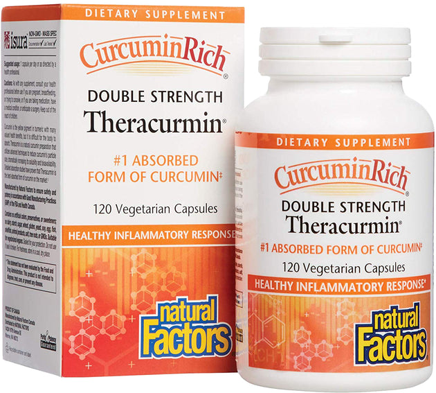CurcuminRich® Double Strength Theracurmin®, 120 Vegetarian Capsules , Brand_Natural Factors Form_Vegetarian Capsules Size_120 Caps