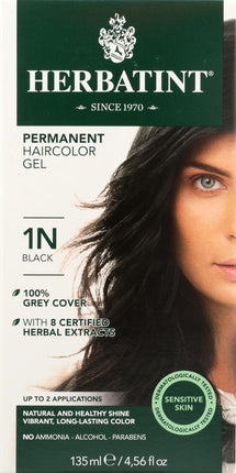 Permanent Herbal Hair Color Gel 1N Black, 4.56 Fl Oz (135 mL) Gel , Brand_Herbatint Form_Gel Size_4 Fl Oz