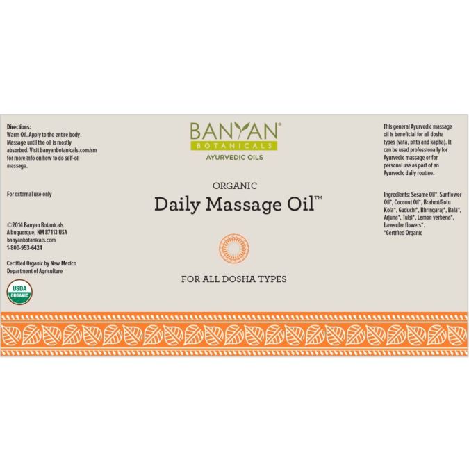 Daily Massage Oil, 12 Fl Oz (340 g) Oil , Ayurveda Ayurveda Virya_Neutral Brand_Banyan Botanicals Form_Oil New Product Size_12 Fl Oz