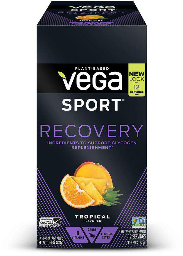 Vega Sport® Recovery, Tropical Flavor, 12 Count, 11.52 oz , Brand_Vega Flavor_Tropical Form_Powder Size_11 Oz