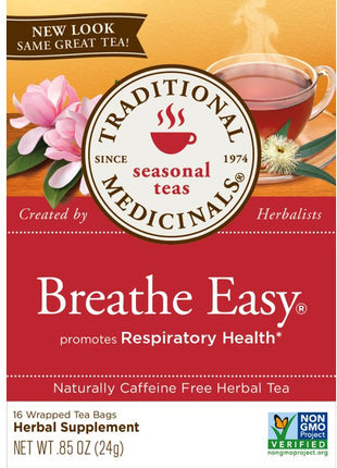 Breathe Easy® promotes Respiratory Health, 0.85 Oz (24 g) - 16 Tea Bags , Brand_Traditional Medicinals Teas Form_Tea Bags Size_0.85 Oz