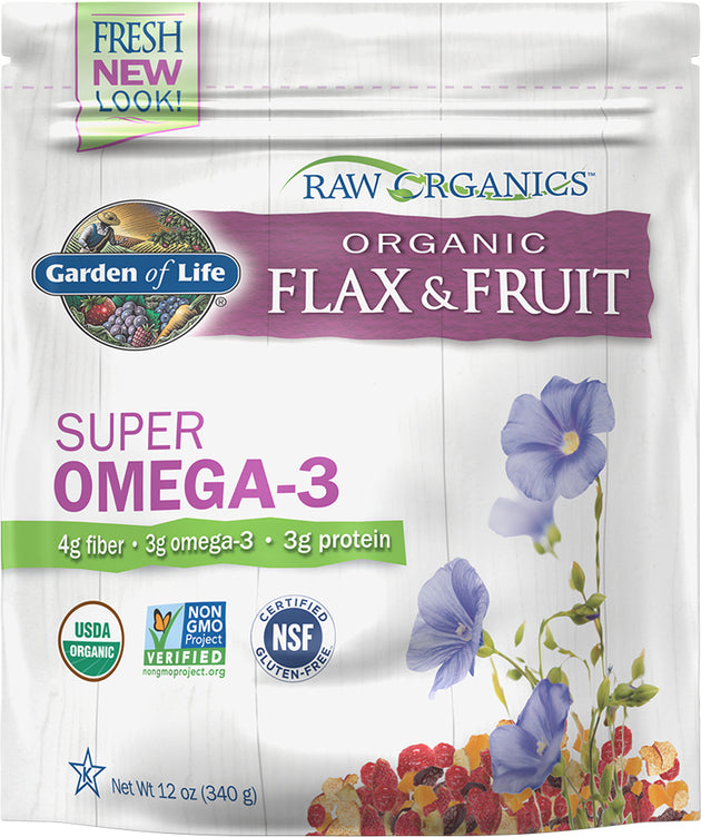 RAW Organics Organic Golden Flaxseed + Organic Antioxidant Fruit 12 oz (340 g) , Brand_Garden of Life Form_Seeds Size_12 Oz