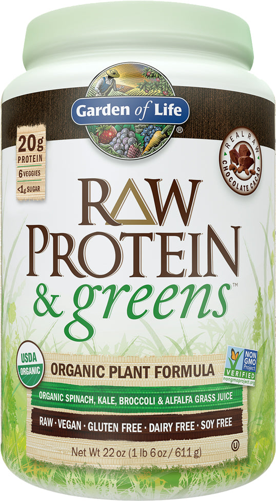 RAW Protein & Greens Chocolate Cacao, 22 oz (611 g) Powder