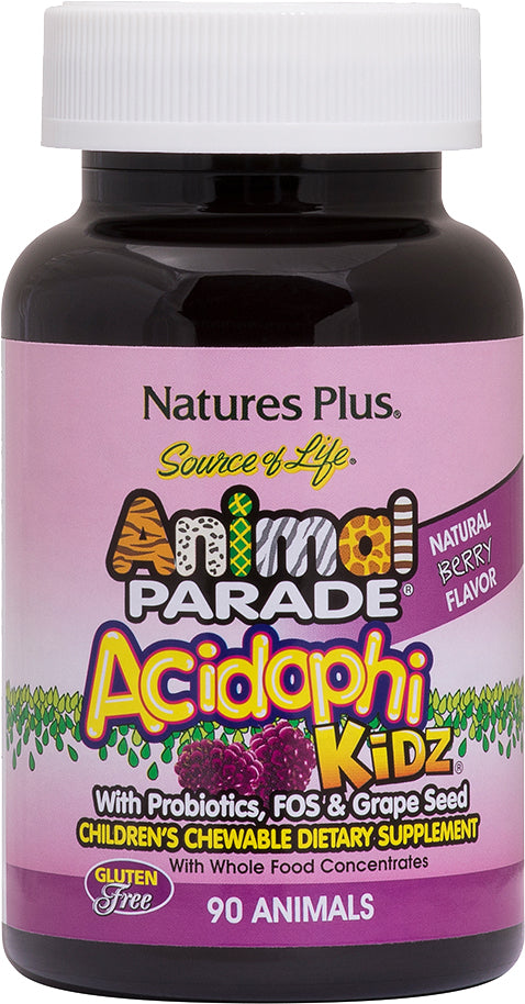Animal Parade Acidophikidz, Berry Flavor, 90 Chewable Tablets , Brand_Nature's Plus Flavor_Berry Form_Chewable Tablets Size_90 Chews