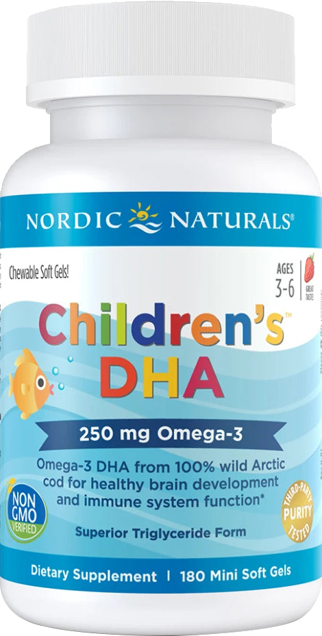 Children's DHA, Strawberry Flavor, 180 Softgels , Brand_Nordic Naturals Flavor_Strawberry Form_Softgels Size_180 Softgels