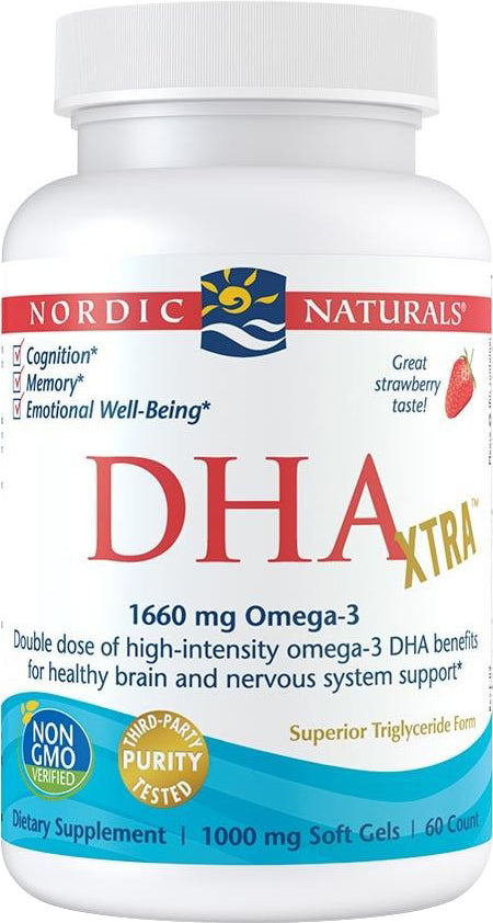 DHA Xtra, Strawberry Flavored, 60 Softgels , Brand_Nordic Naturals Form_Softgels Size_60 Softgels