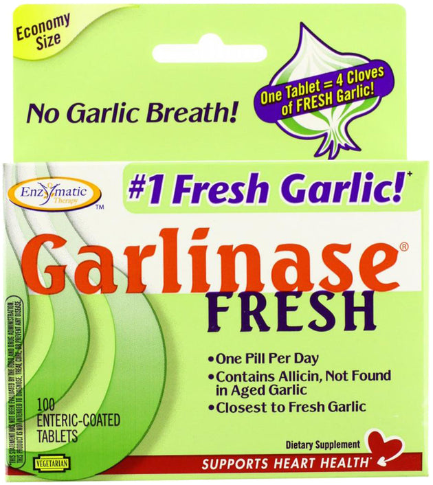 Garlinase Fresh, 100 Tablets , Brand_Enzymatic Therapy Form_Tablets Size_100 Tabs