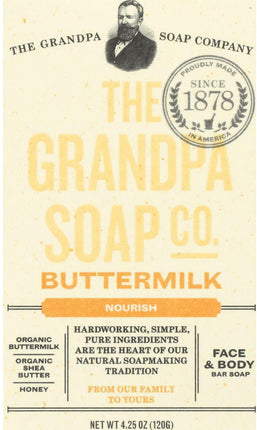 Buttermilk Nourish Face & Body Bar Soap, 4.25 Oz (120 g) Bar , Brand_Grandpa Soap Company Form_Bar Size_4.25 Oz