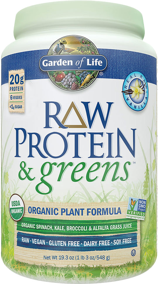 RAW Protein & Greens™️ Organic Plant Formula, Vanilla Flavor, 19.3 Oz (548 g) Powder , 20% Off - Everyday [On] powder