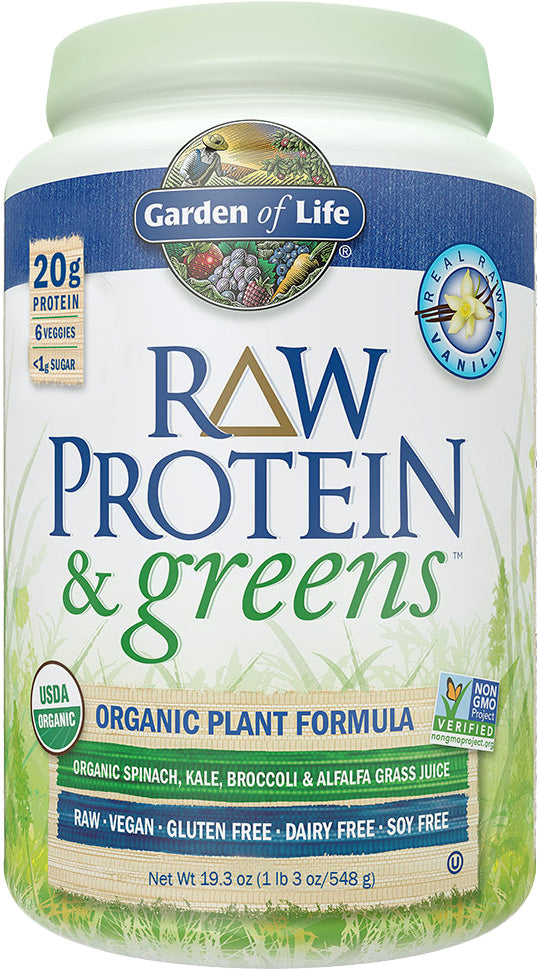 RAW Protein & Greens™️ Organic Plant Formula, Vanilla Flavor, 19.3 Oz (548 g) Powder , 20% Off - Everyday [On]