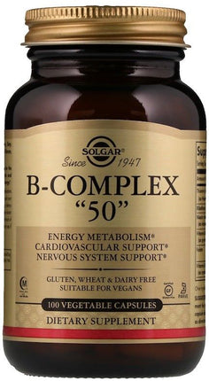 B-Complex "50", 100 Vegetable Capsules , Brand_Solgar Form_Vegetable Capsules Size_100 Caps