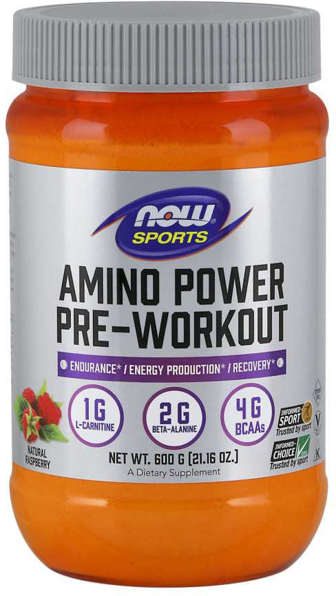 Amino Power Pre-Workout, 600 Powder , Brand_NOW Foods Form_Powder Size_21.16 Oz