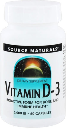 Vitamin D3 5000 IU, 60 Capsules , Brand_Source Naturals Form_Capsules Size_60 Caps