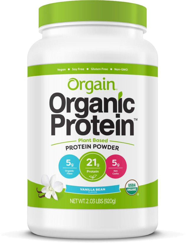 Organic Protein™, 21 g of Protein 5 g of Fiber and 5 g of Carbs, Vanilla Flavor, 2.03 Lb (920 g) Powder , Brand_Orgain Flavor_Vanilla Form_Powder Potency_21 g Size_2.03 Lbs