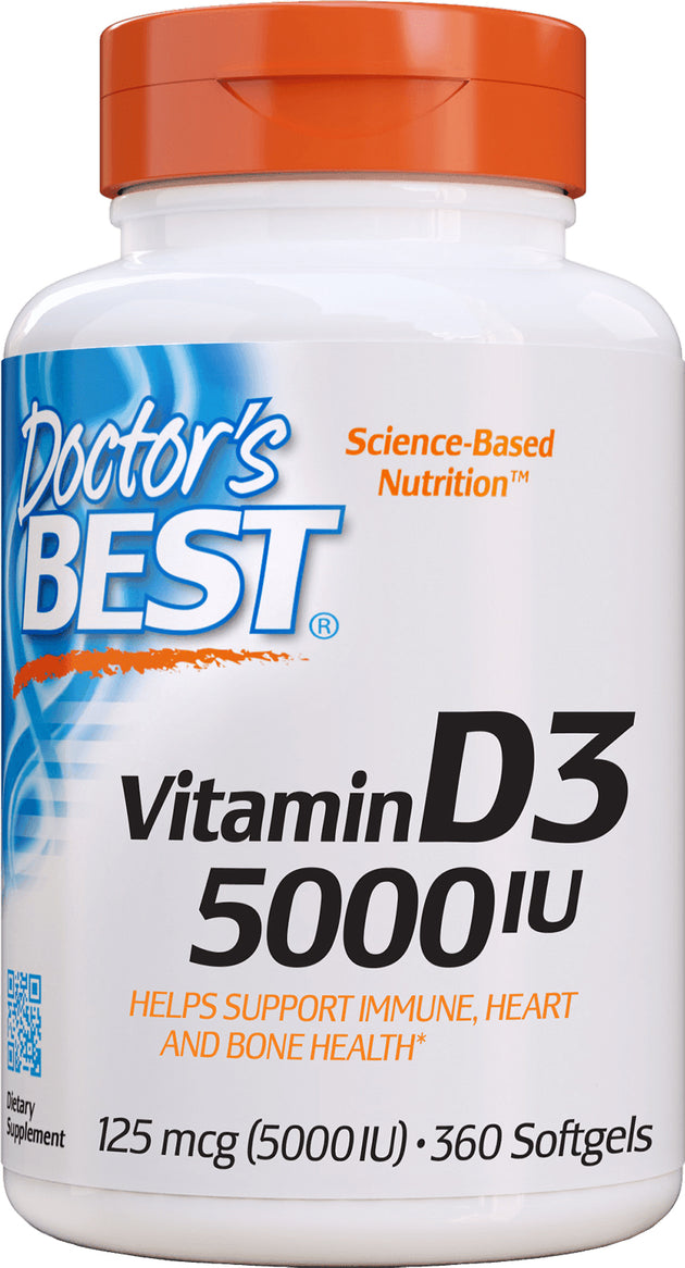 Vitamin D3 5000 IU, 360 Softgels , Brand_Doctor's Best Form_Softgels Size_360 Softgels