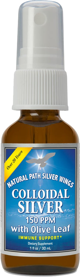 Colloidal Silver with Olive Leaf, 150 PPM, 1 Fl Oz (30 mL) Liquid , Brand_Silver Wings Form_Liquid Size_1 Fl Oz