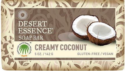Soap Bar Creamy Coconut, 5 Oz (142 g) Bar , Brand_Desert Essence Form_Cream Size_5 Oz