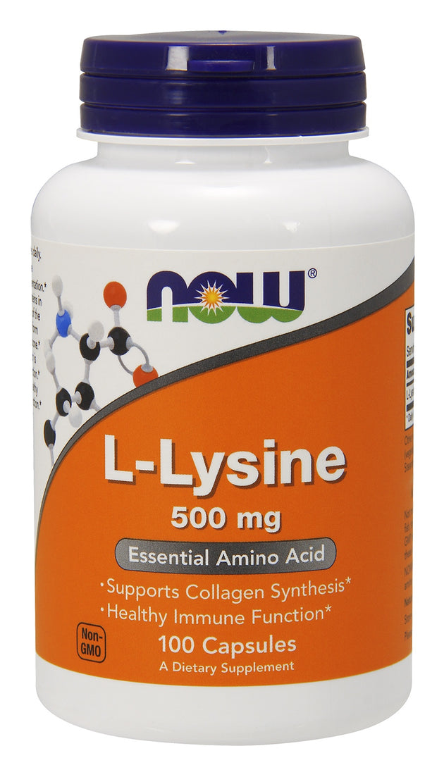 L-Lysine 500 mg, 100 Capsules , Brand_NOW Foods Form_Capsules Potency_500 mg Size_100 Caps