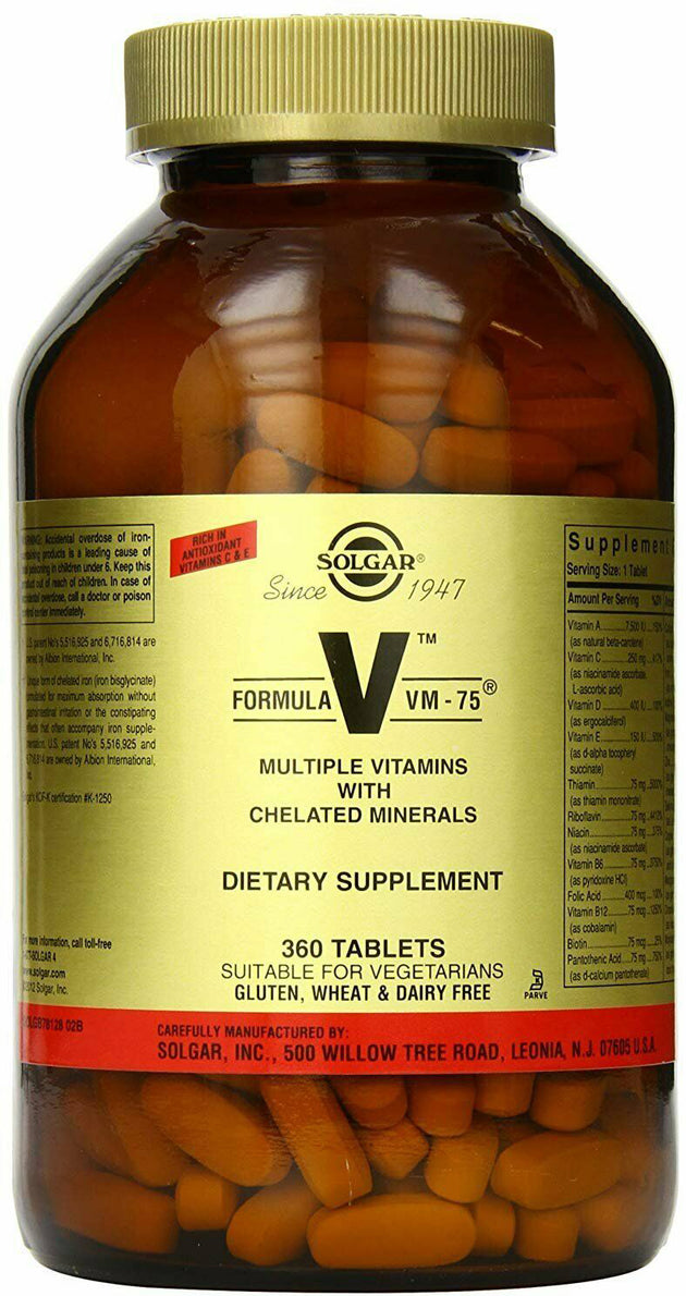 Formula V, VM-75, 360 Tablets , Brand_Solgar Form_Tablets Size_360 Tabs