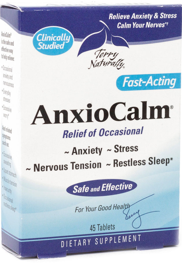 Terry Naturally AnxioCalm, 45 Tablets Formerly AnxioFit-1 Fast-Acting Anxiety Relief , Brand_Europharma Form_Tablets Size_45 Tabs