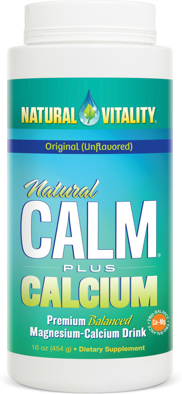 Natural Calm Plus Calcium Premium Balanced Magnnesium-Calcium Drink, Original Unflavored, 16 Oz (226 g) Powder , Brand_Natural Vitality Form_Powder Size_16 Oz