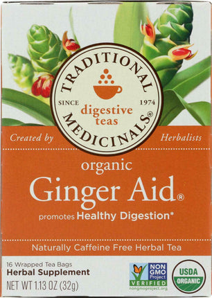Organic Ginger Aid® promotes Healthy Digestion, 1.13 Oz (32 g) - 16 Tea Bags , Brand_Traditional Medicinals Teas Form_Tea Bags Size_16 Count