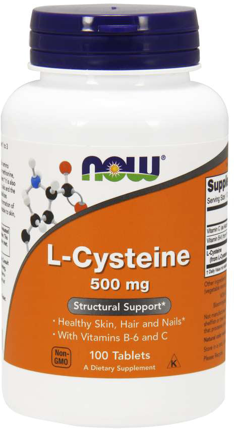 L-Cysteine 500 mg, 100 Tablets , Brand_NOW Foods Form_Tablets Potency_500 mg Size_100 Tabs