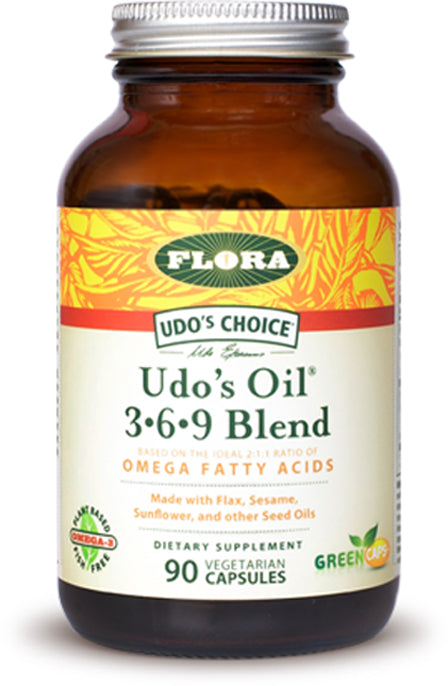 Udo’s Oil™ 3-6-9 Blend Capsules, 90 Vegetarian Softgels , Brand_Flora Form_Vegetarian Softgels Size_90 Softgels