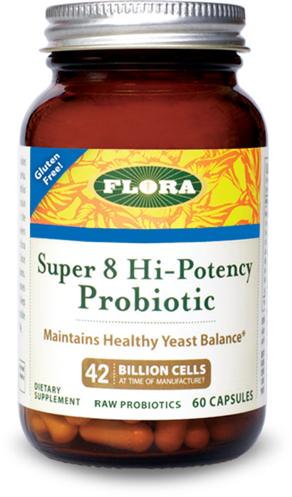 Super 8 Hi-Potency Probiotic, 60 Capsules , Brand_Flora Form_Capsules Size_60 Caps