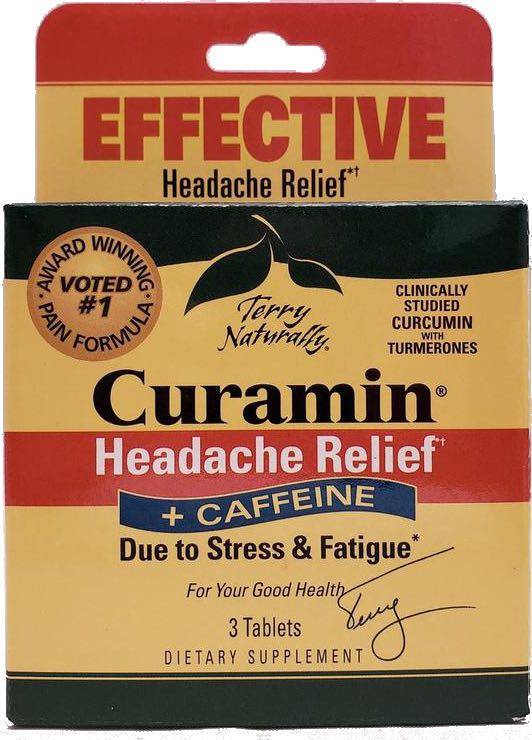 Terry Naturally Curcamin Headache Relief + Caffeine, 3 Tablets , Brand_Europharma Form_Tablets Size_3 Tabs