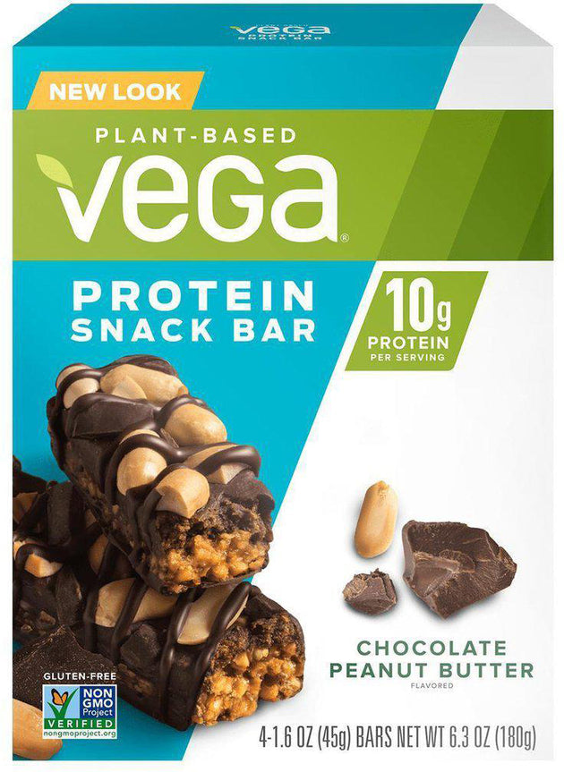 Vega® Protein Snack Bar, Chocolate Peanut Butter Flavor, 1.7oz, 4 Bars , Brand_Vega Flavor_Chocolate Peanut Butter Form_Bar Size_1 Oz