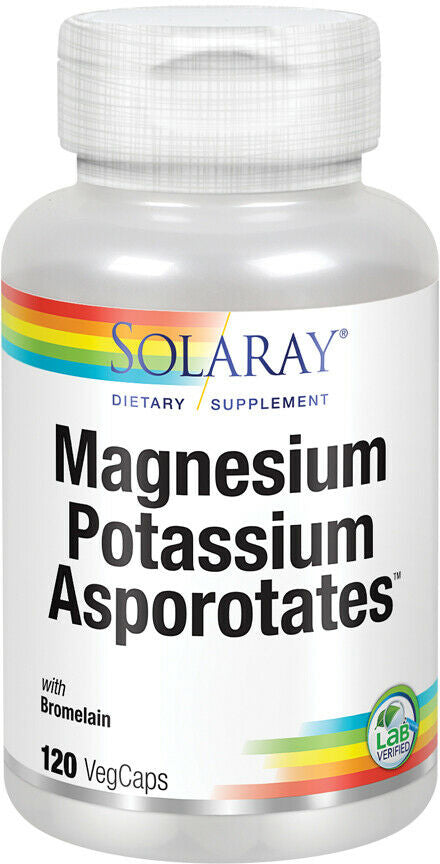 Magnesium and Potassium Asporotates w/ Bromelain, 120 Vegetarian Capsules , Brand_Solaray Form_Vegetarian Capsules Size_120 Caps