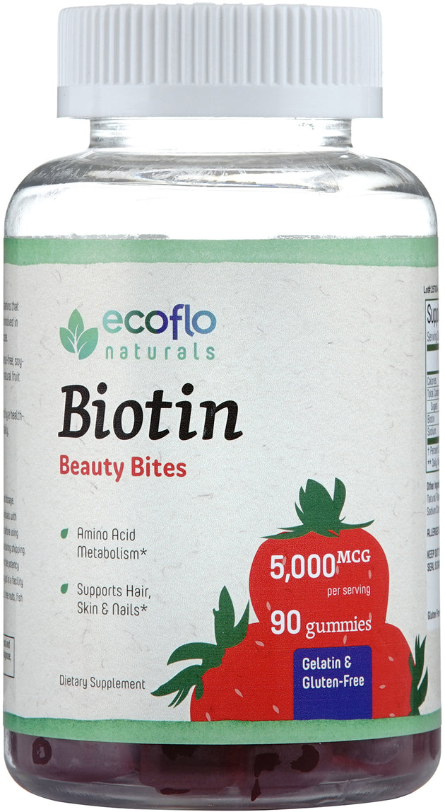 Biotin Beauty Bites, 90 Gummies , BOGO Mix and Match BOGO Sale Brand_Ecoflo Naturals Form_Gummies Size_90 Count