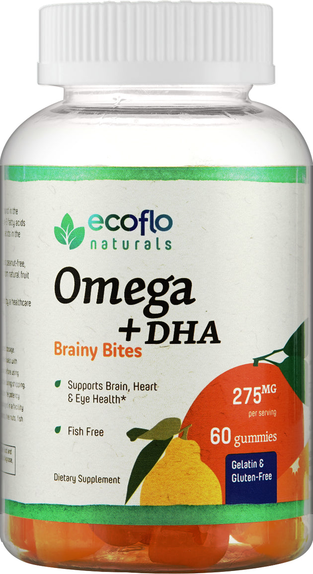 Omega + DHA Brainy Bites, 60 Gummies , BOGO Mix and Match BOGO Sale Brand_Ecoflo Naturals Form_Gummies Size_60 Count