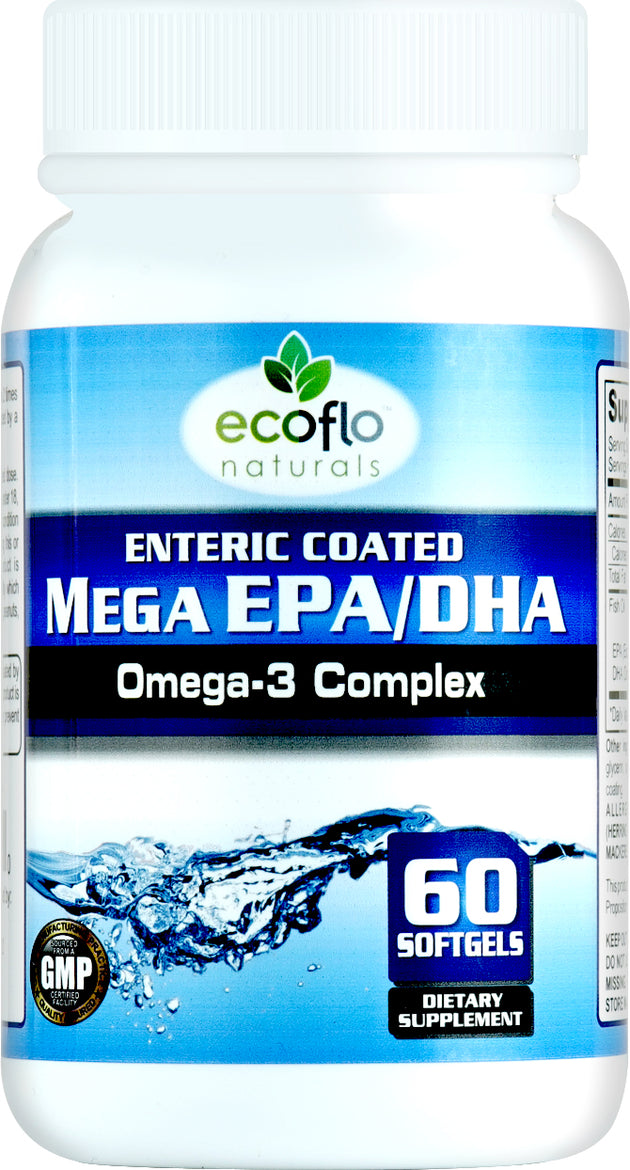 Enteric Coated Mega EPA/DHA Omega-3 Complex, 60 Softgels , Brand_Ecoflo Naturals Form_Softgels Size_60 Count
