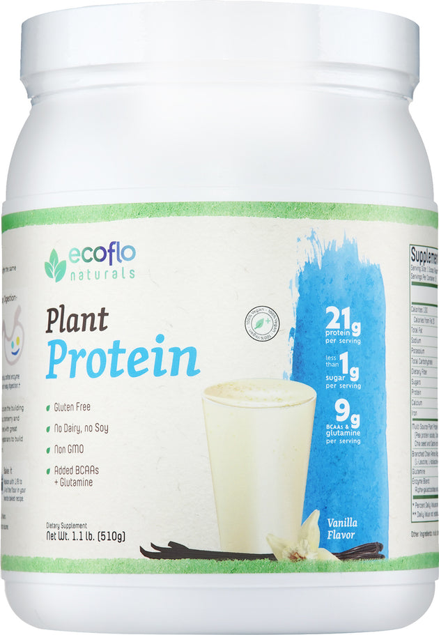 Plant Protein, Vanilla Flavor, 1 Lb (455 g) Powder , BOGO Mix and Match BOGO Sale Brand_Ecoflo Naturals Flavor_Vanilla Form_Powder Size_1 Lbs