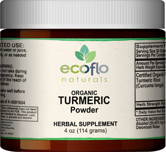 Organic Turmeric, 4 Oz (114 grams) Powder , BOGO Mix and Match BOGO Sale Brand_Ecoflo Naturals Form_Powder Size_4 Oz