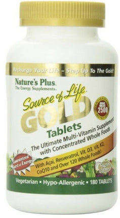 Source of Life® Gold, 180 Vegetarian Tablets , Brand_Nature's Plus Form_Vegetarian Tablets Size_180 Tabs