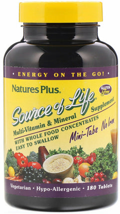 Source of Life® No Iron, 180 Vegetarian Mini Tablets , Brand_Nature's Plus Form_Mini Tablets Size_180 Tabs
