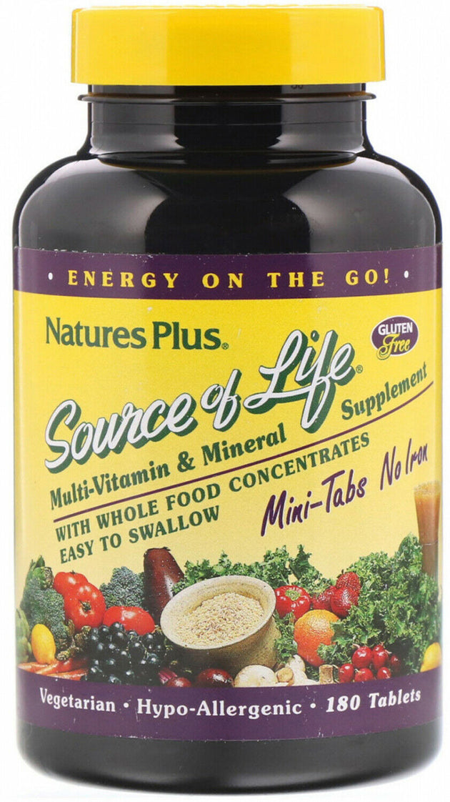 Source of Life® No Iron, 180 Vegetarian Mini Tablets , Brand_Nature's Plus Form_Mini Tablets Size_180 Tabs
