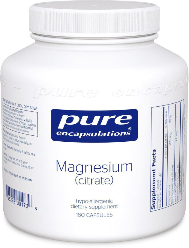 Magnesium (citrate), 150 mg, 180 Capsules , Brand_Pure Encapsulations Form_Capsules Not Emersons Potency_150 mg Size_180 Caps